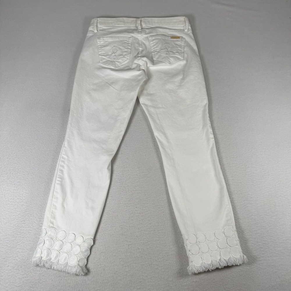 Lilly Pulitzer White Cropped Eyelet Hem Jeans - Picture 4 of 10